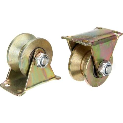 2PCS 2inch Sliding Gate Roller Steel V Type Wheel w/ Bracket Industrial Machines Repartments