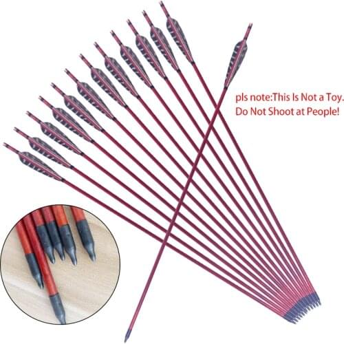6/12pcs Archery Compound bow Handmade 80cm Wooden Arrows For Recurve Bow/Composite Bow Hunting