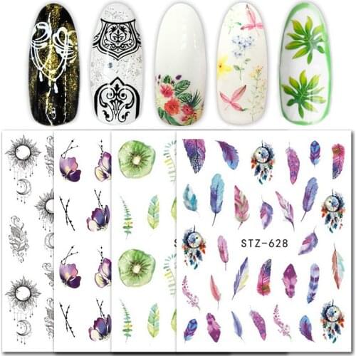1Pc Manicure Stickers Sliders for Nails 3D Butterfly Cactus Flowers Nail Design Water Transfer Decals Nail Art Accessories