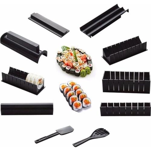 10pcs/set Sushi Maker Equipment Kitchen Japanese Rice Ball Cake Roll Mold Sushi Multifunctional Mould Making Sushi Tools