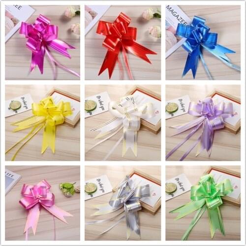 10pcs/lot 4.5cmx73cm Pull Bows Gift Ribbons Christmas Gift Wrap Wedding Car Decoration Birthday Party Decor Valentines Supplies