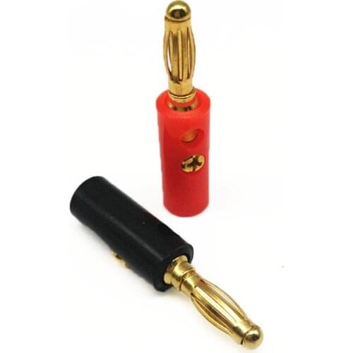 10 pcs/lot Lantern Type 4mm Gold Plated Banana Black Red Audio Channel Headphone Connector Audio Horn Plug Housing Solderless
