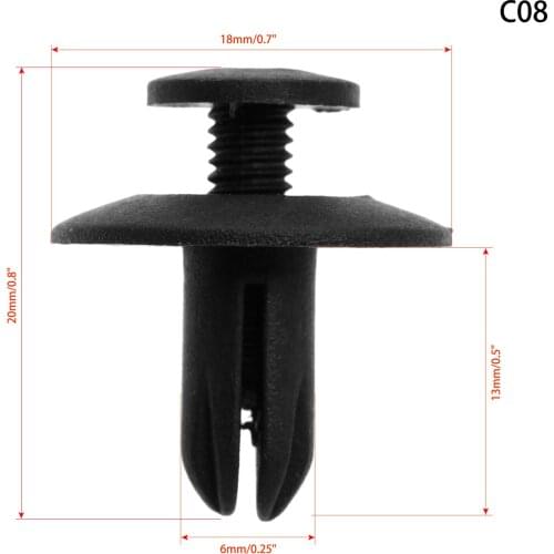 100Pcs Auto Bumper Fasteners 6mm Hole Plastic Rivets Retainer Push Pin Engine Cover Fender Car Door Trim Panel Clips for Toyota