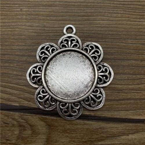 2pcs 25mm Glass Cabochon Alloy Material Cameo Base Setting Jewelry Findings Pendant Bracelet Jewelry Making #YXtuo-05