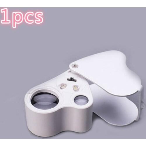 30 times 60 times double lens handicraft appreciation pocket folding magnifying glass LED lamp antique collection jewelry mirror