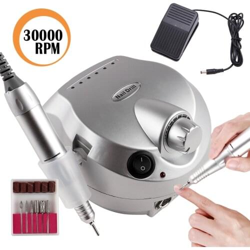 30000RPM Nail Drill Machine Electric Nail File With Pedal For Polishing All Gel Nail Art Professional Manicure Kit Set Tools