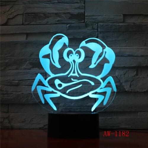 3D USB ChildrenS Bedside Sleep Led Decoration Creative Night Lights 7 Colors Visual Crab Table Lamp Lighting Toy Gifts AW-1182