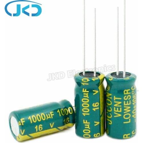 20pcs/lot 16V 1000UF 8*16mm aluminum electrolytic capacitor 1000uf 16V 20% high frequency electrolytic capacitor