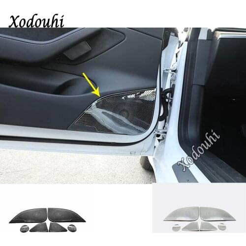 For Tesla Model 3 Model3 2018 2019 2020 Car Sticker Cover Frame Detector Inside Door Audio Speak Sound Ring Lamp Trim