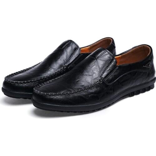 Free Shipping Shoes Men 2020 Spring Autumn Man Loafers Genuine Leather Shoes Soft Casual Black Car Driving Shoes Male Footwear