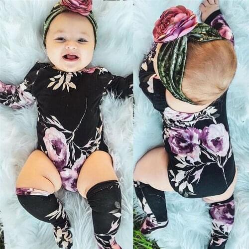 0-18M Newborn Kids Baby Girl Flower Clothes Long Sleeve Floral Bodysuits Elegant Cotton Sunsuit Cute lovely Princess Outfits