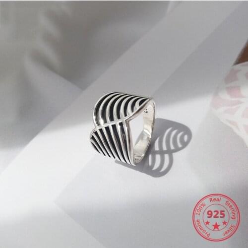 Pure 925 Silver European American New Design Creative Concise Big Ring Fine Jewelry for Women
