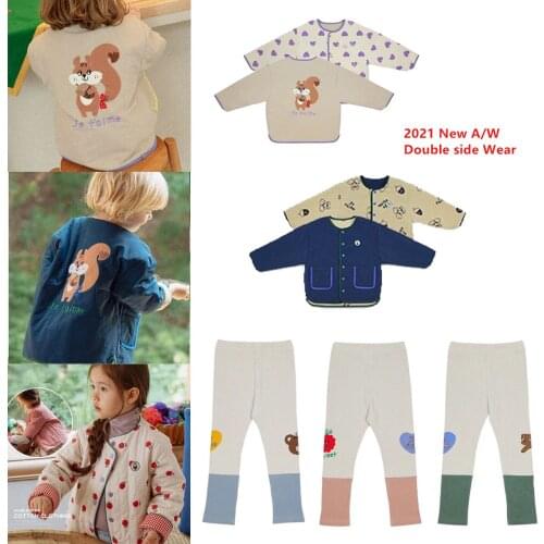 PS Brand 2021 Autumn Toddler Jacket Cute Squirrel Cotton Korean Kids Coat Double Side Wear for Girls Boys Outwear Clothes Winter