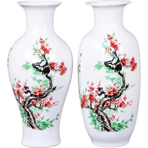 Chinese Traditional Hand Painted Porcelain Peony flower Cherry and Bird Ginger vase for decorative ceramic vase No Base