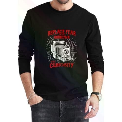 Fear Of The Unknown Vintage Camera Logo T-Shirt 2021 Newest Summer Mens Long Sleeve Popular Tees Shirt Tops Novel Unisex