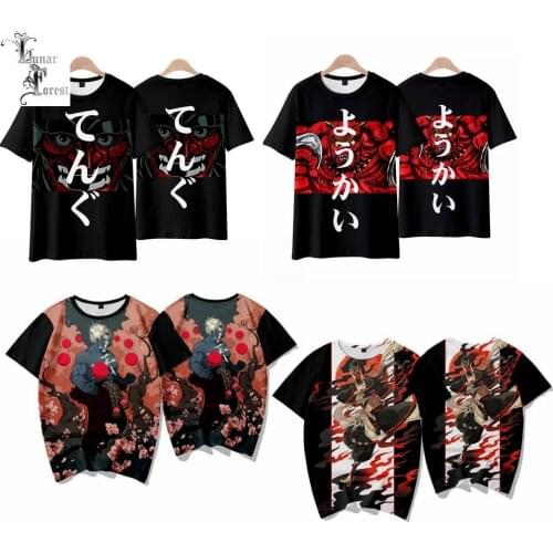 Japan Style Tengu Youkai 3D Printing T-shirt Summer Fashion Round Neck Short Sleeve Popular Streetwear Plus Size