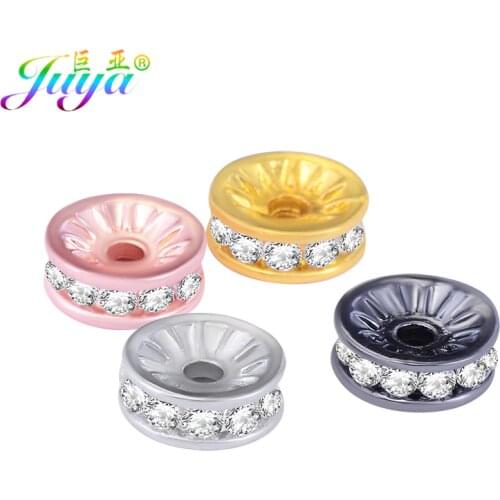 Beading Jewelry Findings Crystal Czech Rhinestones 5mm 8mm 10mm Gold Spacer Beads For Pearls Gem Beadwork Jewelry Making