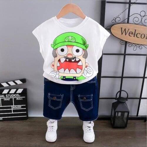 Boys Fashion Summer Sets Short-Sleeved Shorts Two Pieces Suit Cartoon Casual Sport Suit Kids Clothes Sweatsuit For Boys Girls