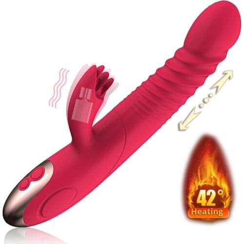 Rabbit Telescopic Vibrator Rotation Heating G-spot Dildo Vibrators Female Masturbation Sex Toys for women