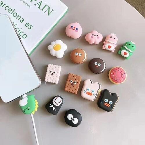 Cute Cartoon Silicone Protector Cable Bite For iPhone USB Cord Protector Wire Protection Chompers Holder Charger Wire Organizer