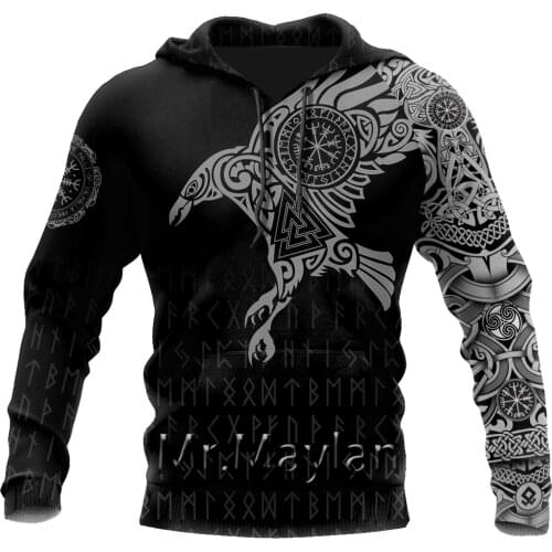 Vikings - The Raven of Odin Tattoo 3D Print Jacket Men/Women Hoodie Unisex Casual Streetwear Sweatshirt Pullover sudadera hombre