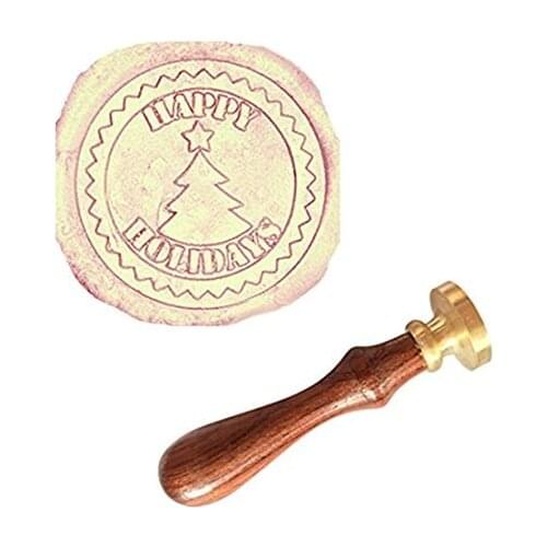 MDLG Vintage Custom Happy Holidays Star Christmas Logo Tree Personalized Picture Letter Logo Retro Invitation Wax Seal Stamp Ros