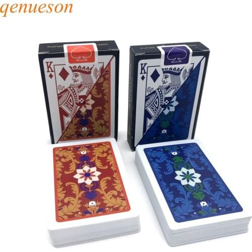 New 2Sets/Lot pattern Baccarat Plastic Waterproof Playing Card Game Texas Hold'em Poker Cards Board Games 2.28*3.46inch qenueson