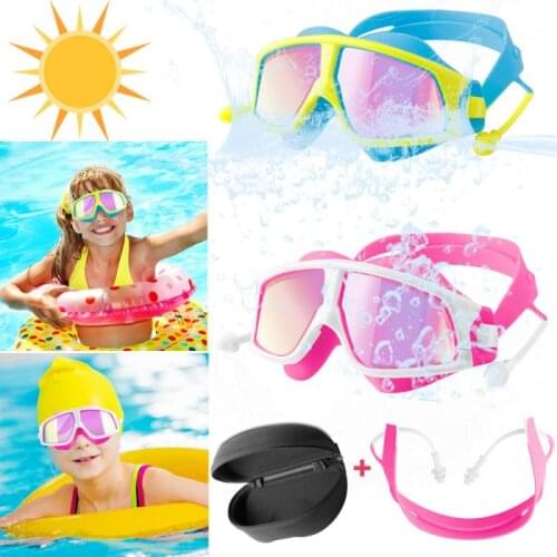 Swim Eyewear Professional Kid Swimming Goggles Anti-Fog UV Pool Swim Glasses Earplug Children Swim Eyewear For Underwater World