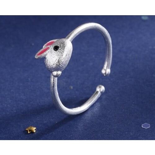 Oly2u Cute Rabbit Knuckle Rings for Women Lovely Animal Open Ring Girls Wedding Jewelry bague femme Valentine Gift