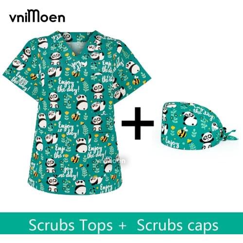 Pet Clinic Doctor Nurse workwear Beauty Salon Worker Scrub Shirt Pet beauty salon Spa Uniform Scrub set V-neck Scrub top uniform