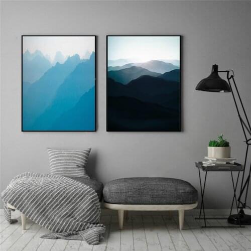 Landscape Canvas Painting Modern Wall Art Posters and Prints Nordic Mountain Painting Plant Tree Pictures Canvas Art Cuadros