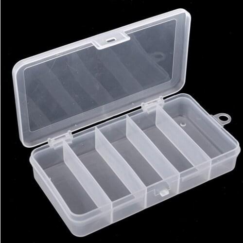 Durable Fishing Tackle Box Lure Hooks Swivels Snaps Storage Case 5 Slots