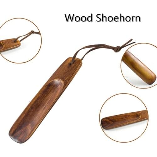 1pc Natural Wooden Shoe Horn Portable Craft Long Handle Shoe Lifter Shoes Accessories Solid Wood Shoehorn