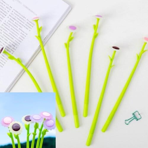 50PCS Creative Daylight Discolored Sunflower Silicone Gel Pens Black 0.5mm Student Stationery Office Accessories