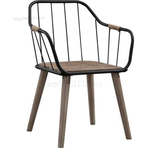 Modern Minimalist Solid Wood Home Dining Chair Backrest Computer Chair Restaurant Office Chair Leisure Chair Wrought Iron Stool