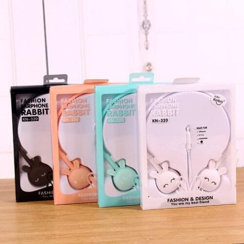Stereo Earphone wired Kids Rabbit 3.5mm Cute Cartoon Headphone with Mic Ear-hook Sports Headset For Xiaomi PC наушники