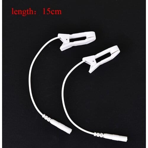 2PCS Electrode Lead Wire Connecting Cable Sleeping Aids for Massagers Earclips 2.0mm Pin Breast Nipple Ear Pain Relief Clip Tens