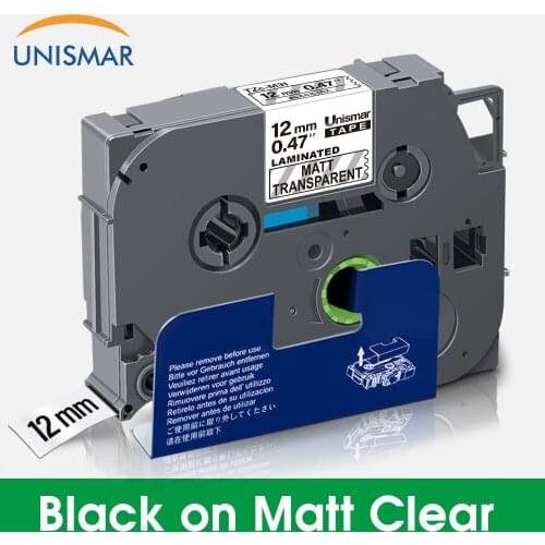 Unismar TZe-231 Black on Matt Clear TZe-M31 12mm Laminated Label Tape TZ-M31 TZeM31 Ribbon for Brother P-touch PT Label Printer