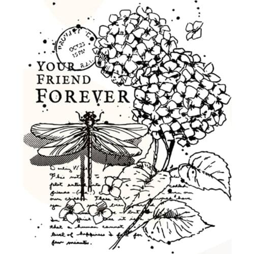 Vintage Plant Flower Dragonfly Transparent Clear Silicone Stamp for Card Making DIY Scrapbooking Photo Album Decorative