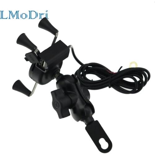 LMoDri Motorcycle 360 Rotating Handlebar Mount Mobile Phone Holder USB Charging Bracket Scooter Handle Support Accessories