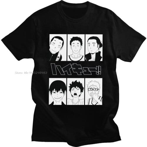 Japan Haikyuu Karasuno Volleyball Club T-shirt Men Short Sleeved Kuroo Anime Bokuto Oya Manga Shoyo T Shirt Pure Cotton Tee Gift