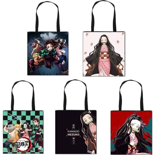 Japan Anime Demon Slayer Tote Bag Kimetsu No Yaiba Women Handbag Girl Shoulder Bag Nezuko Tanjirou Ladies Shopping Bags