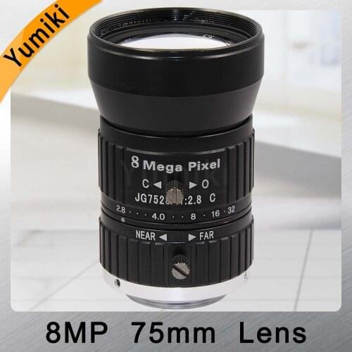 Yumiki HD 8MP CCTV Camera Lens 75mm Manual Iris Manual Focus F2.8 Aperture 1" Image Format Industrial Security Road monitoring