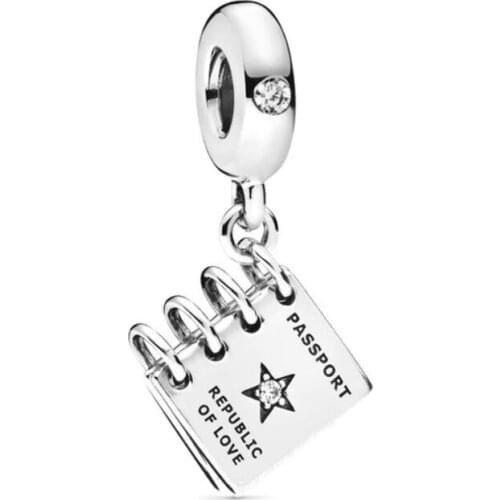 Genuine 925 Sterling Silver Baeds Republic Of Love Passport Dangle Charm Fit Pan Women Bracelet & Necklace Diy Jewelry