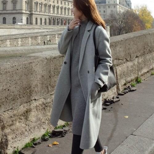 Dames Jassen Winter Woolen Coat Women Goddess Loose Plus Size Was Thin Korean Thick Long Wool Coat Women Manteau Femme Blouson