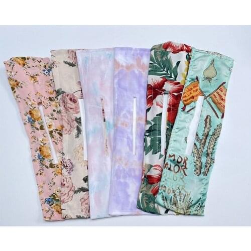 1pc Women Elegant Tie-Dyed Floral Print Deft Bun DIY Hairstyle Making Hold Long Tools Bow Headbands Hairbands Fashion Headwear