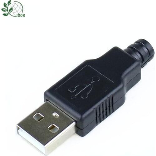 New 10pcs Type A Male USB 4 Pin Plug Socket Connector With Black Plastic Cover