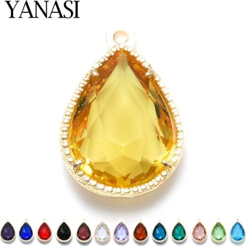 2 Pieces Teardrop Crystal Glass Charm Pendant Accessories for Earrings Necklace Jewelry Findings Making KC Gold Plating