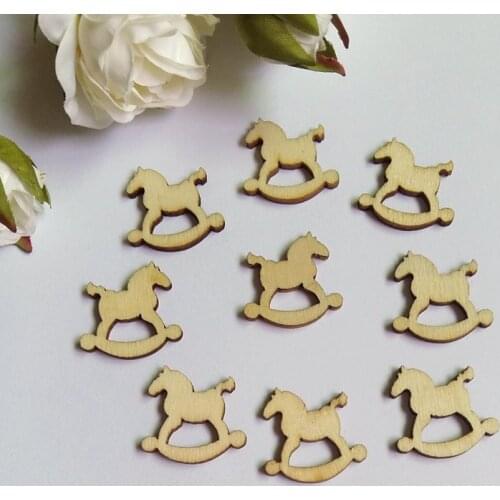 200pcs Pure Color Childrens rocking horse Shaped Wooden Buttons Crafting Craft Scrapbooking Clothing Accessories