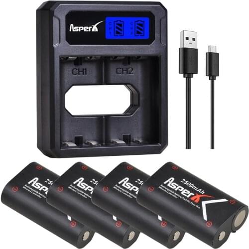 4Pcs 2500mAh Xbox One Battery Replacement + LCD Dual USB Charger for Xbox One / Xbox One S/Xbox One X/Xbox One Elite Gamepads